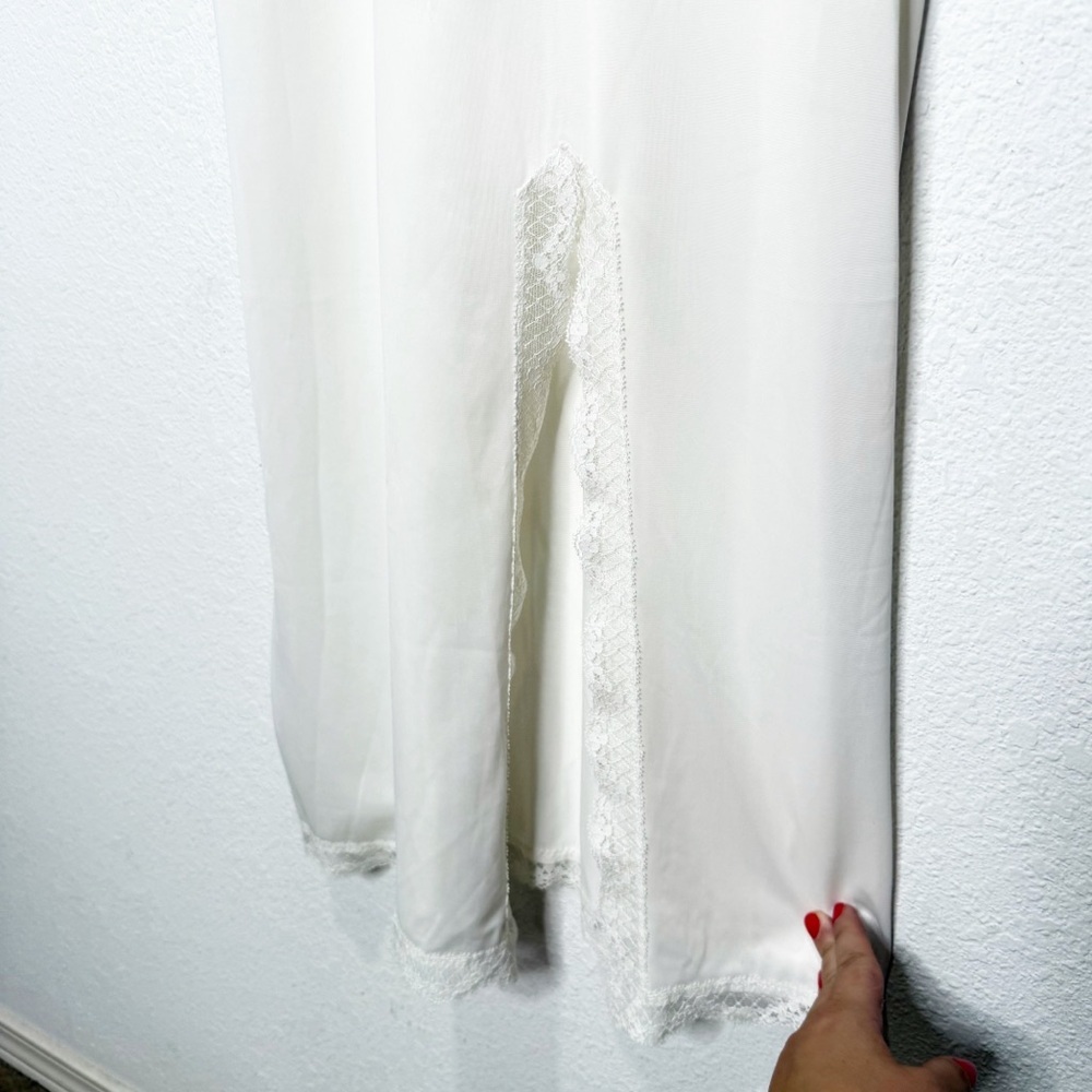 Vintage Babydoll Slip Dress Lace Slit White - Picture 6 of 9